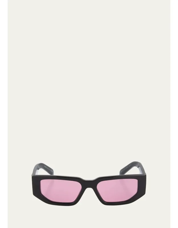 Triangle Logo Bicolor Rectangle Sunglasses