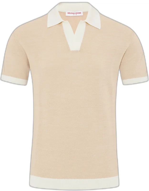 Horton Tailored Fit Contrast Texture Merino Polo Shirt