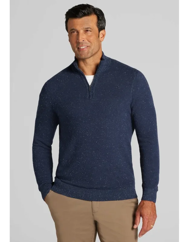 Tailored Fit Textured Stitch 1/4 Zip Sweater