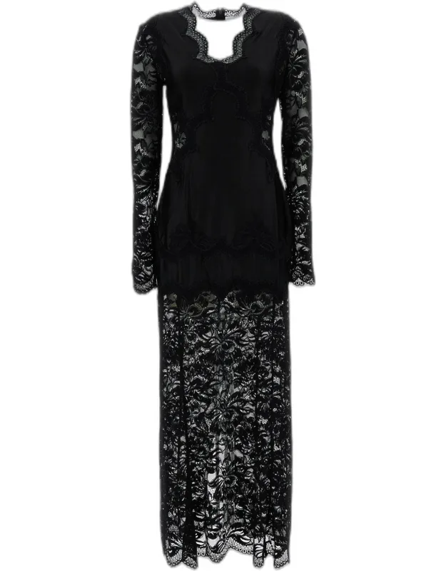 Long Dress With Lace And Long Sleeves