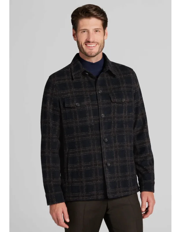 Tailored Fit Plaid Shirt Jacket