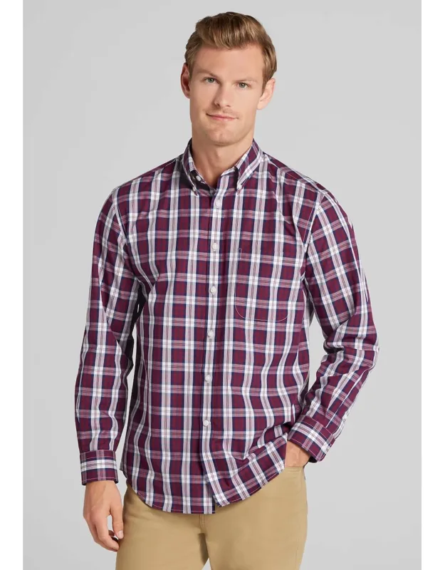 Tailored Fit Plaid Button Up Shirt
