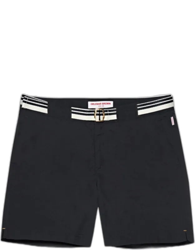Night Iris Mid-length Border Stripe Belt Swim Shorts