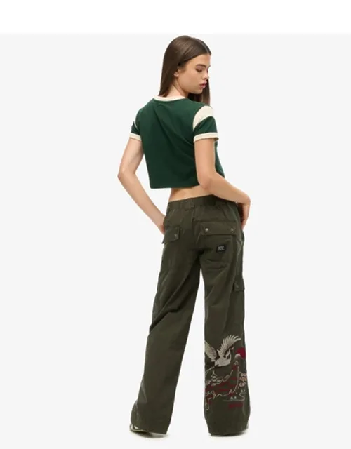 Low Rise Embroidered Cargo Pants