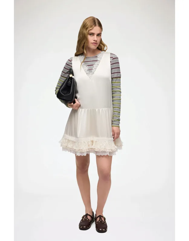 White Lace Satin Dress