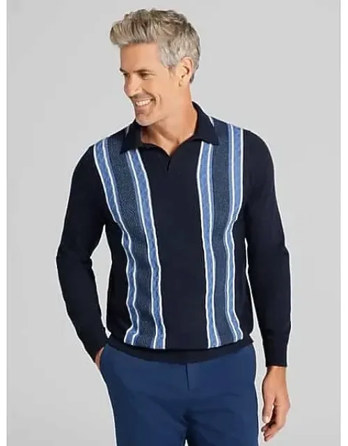 Modern Fit Stripe Collar Polo Sweater