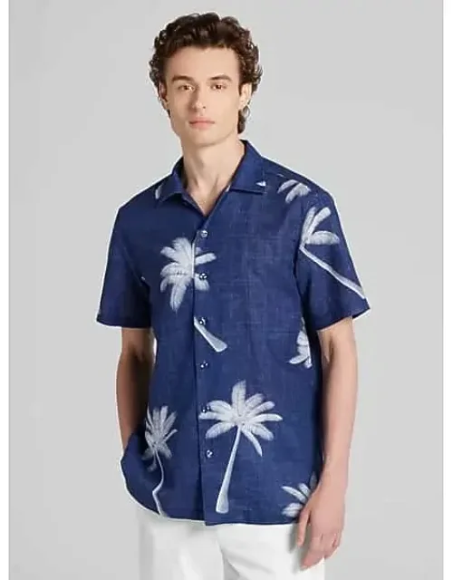 Modern Fit Resort Palm Tree Short-sleeve Woven Button Up Shirt