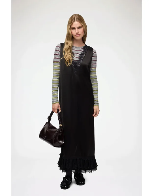 Long Lace Satin Dress
