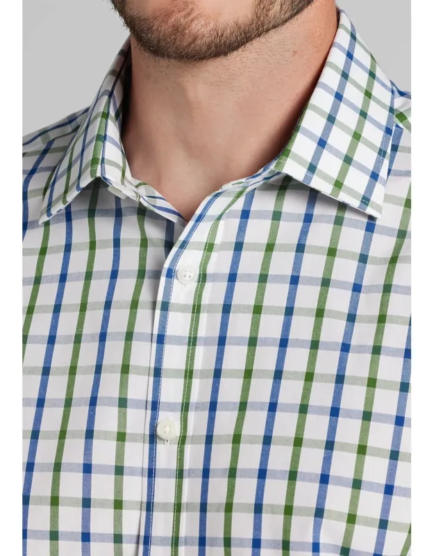 1905 Collection Tailored Fit Windowpane Check Button Up Shirt