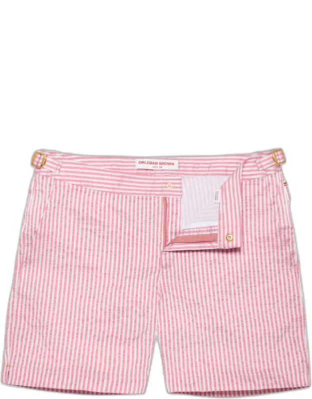 Mid-length Textured Stripe Swim Shorts