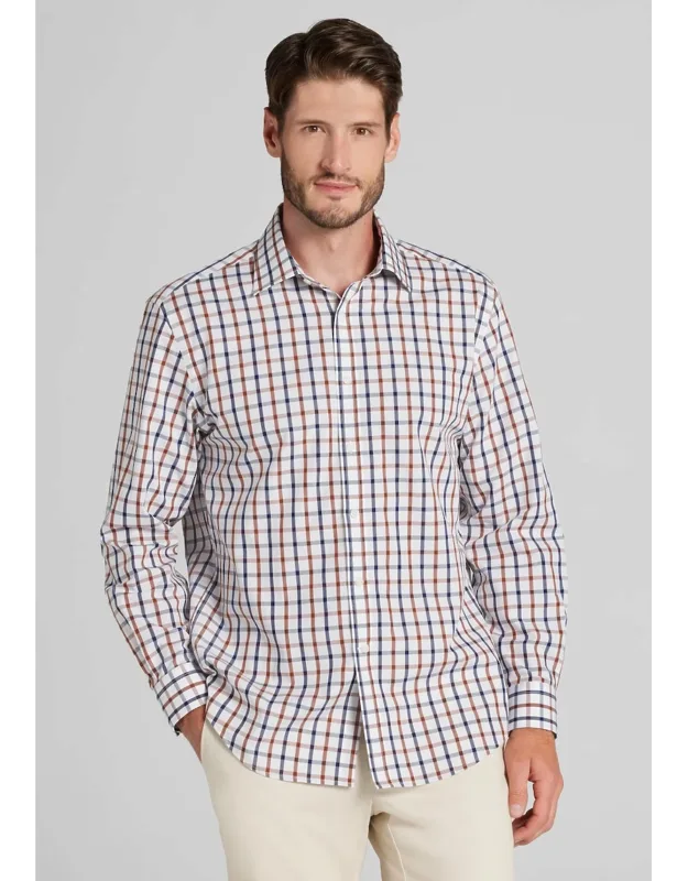 1905 Collection Tailored Fit Medium Grid Button Up Shirt