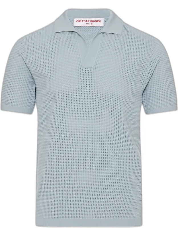 Light Sky Pool Classic Fit Waffle Mesh Stitch Polo Shirt
