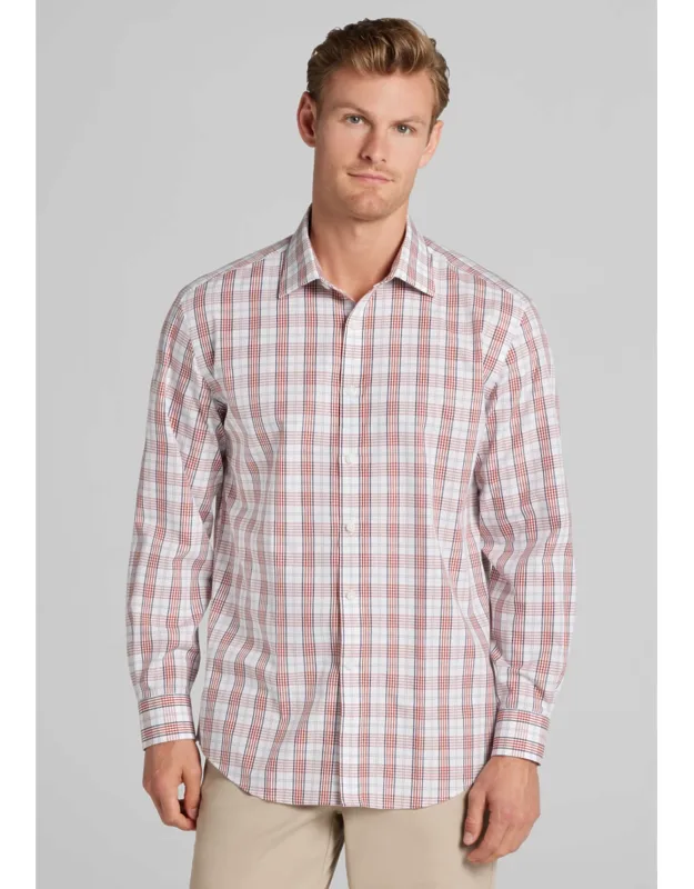 Tailored Fit Wide Plaid Button Up Shirt