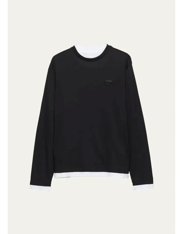 Tipped Cotton Long-sleeve T-shirt
