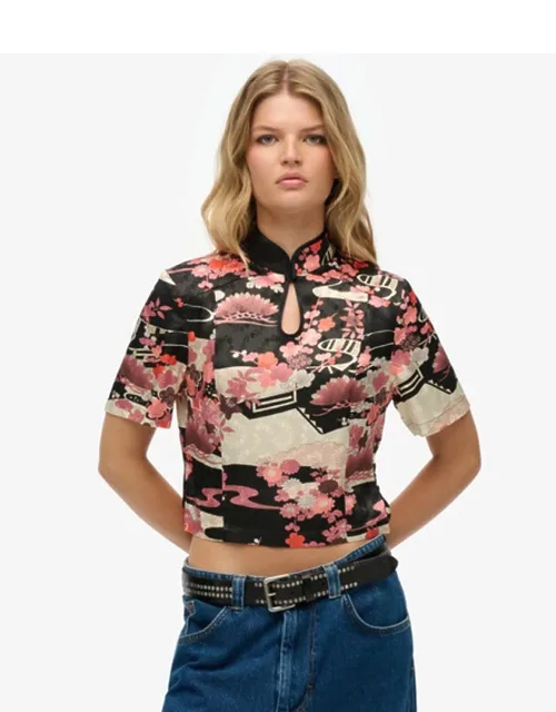 Mandarin Jacquard Top