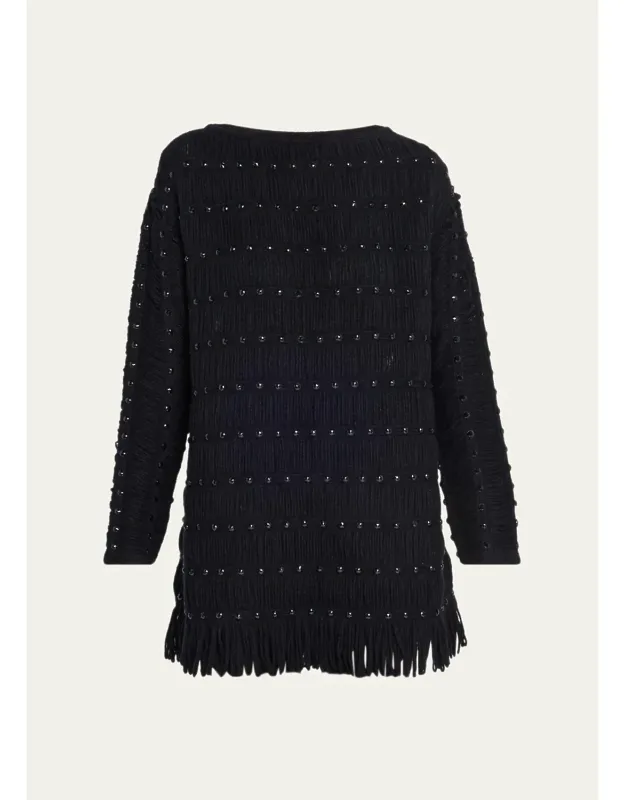Crystal Fringed Knit Mini Dress