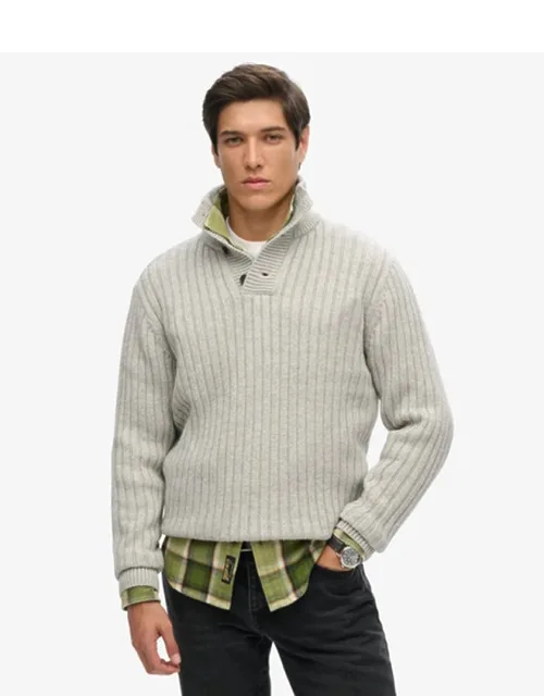 Ribbed Half Button Jumper