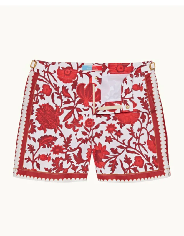 Summer Dragonflower Print Mid-length Swim Shorts