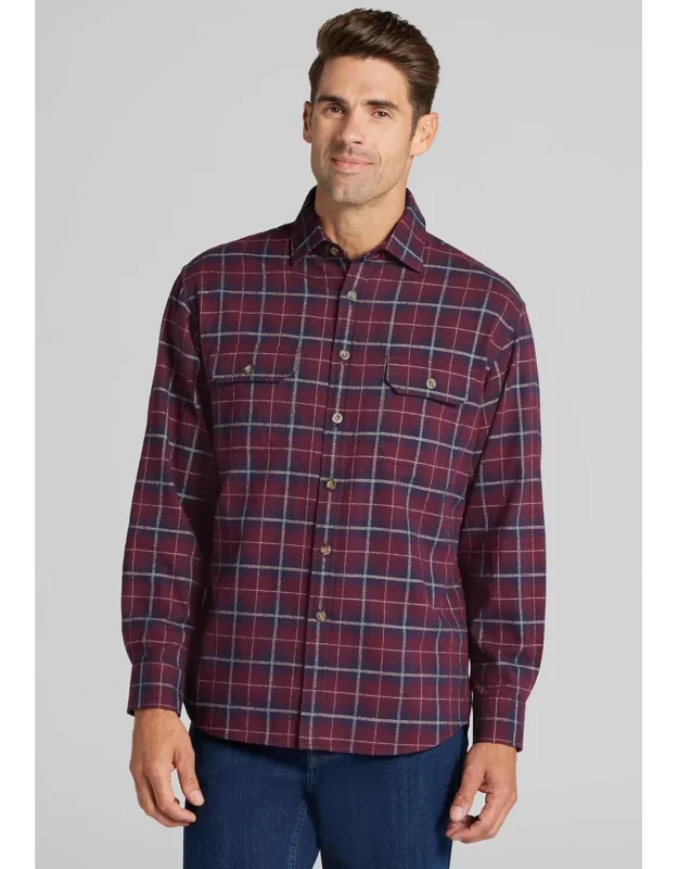 Relaxed Fit Medium Plaid Button Up Shirt