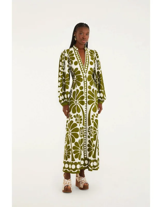 Palermo Buttoned Puff Sleeve Maxi Dress