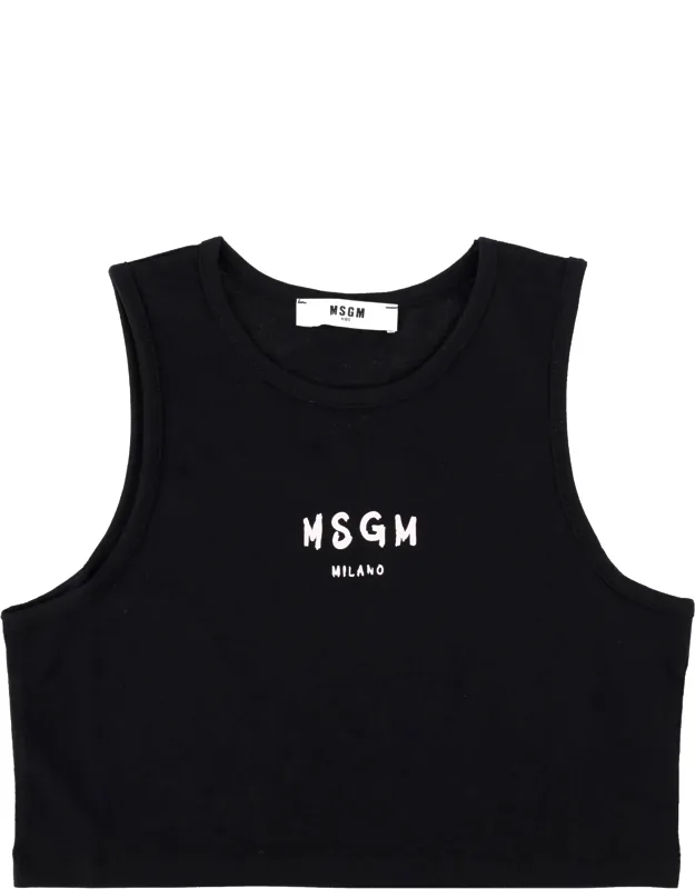 Cropped Top With Logo Print