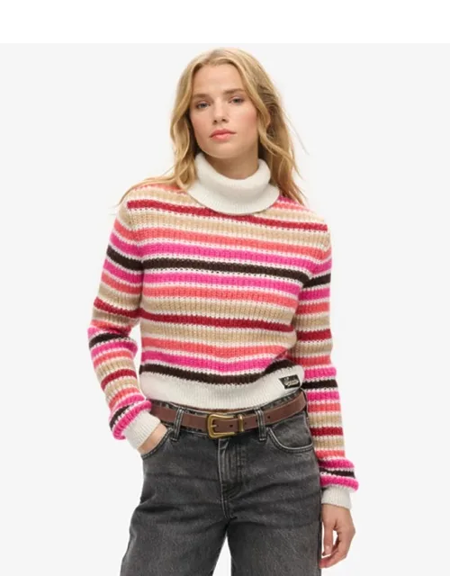 Stripe Cropped Roll Neck Jumper