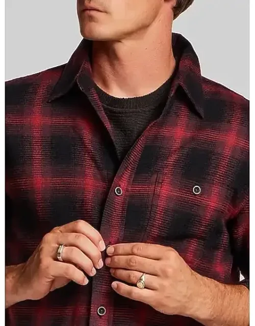 Regular Fit Waffle-texture Flannel Button Up Shirt