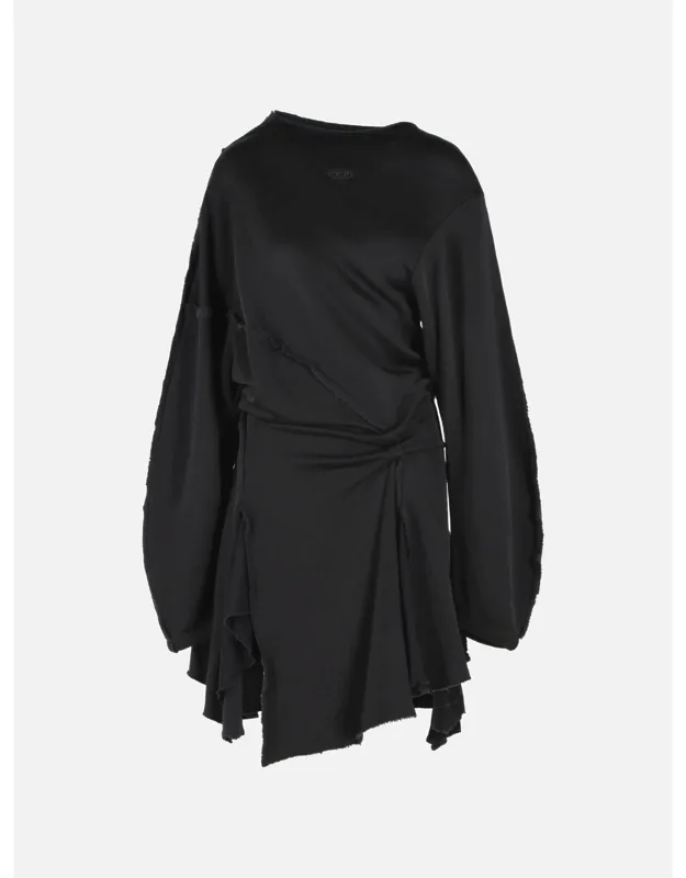 Mini Dress In Misot Rayon And Black Cotton