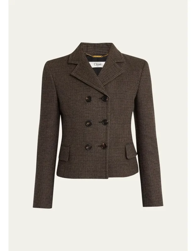 Houndstooth Wool Top Coat