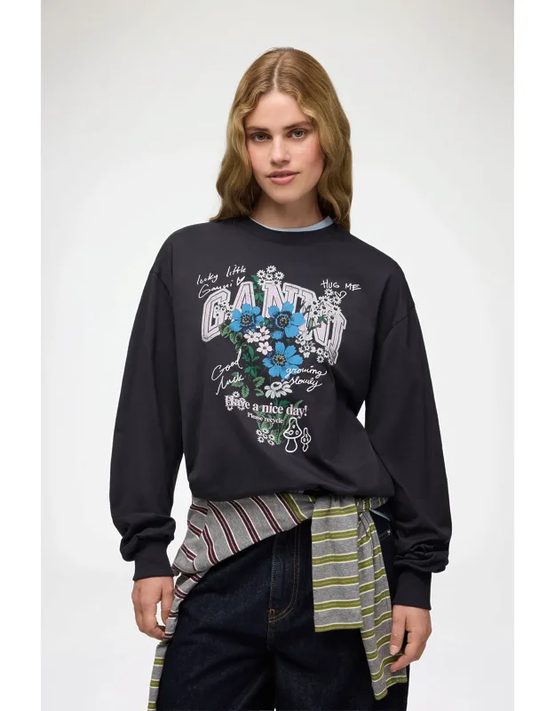 Mixed Long-sleeve T-shirt With Flowers