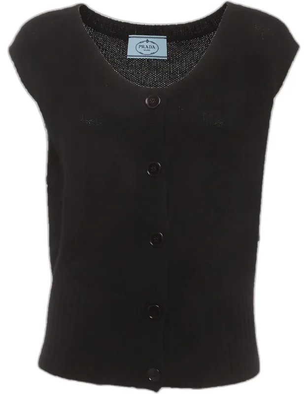 Cashmere Knit Button-up Sweater Vest