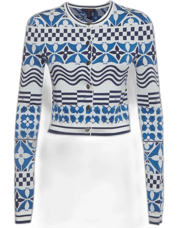 Tile Monogram Knit Button Front Cardigan