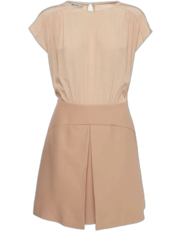 Silk Chiffon And Crepe Inverted Pleat Dress