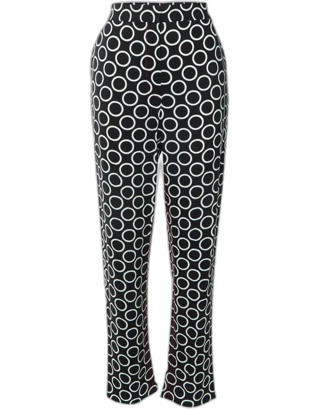 Circle Print Crepe Straight Fit Trousers