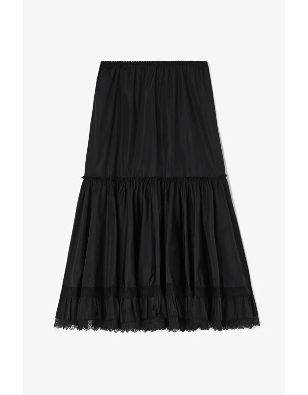 _skirt In Nylon With Frill Lace Hem_