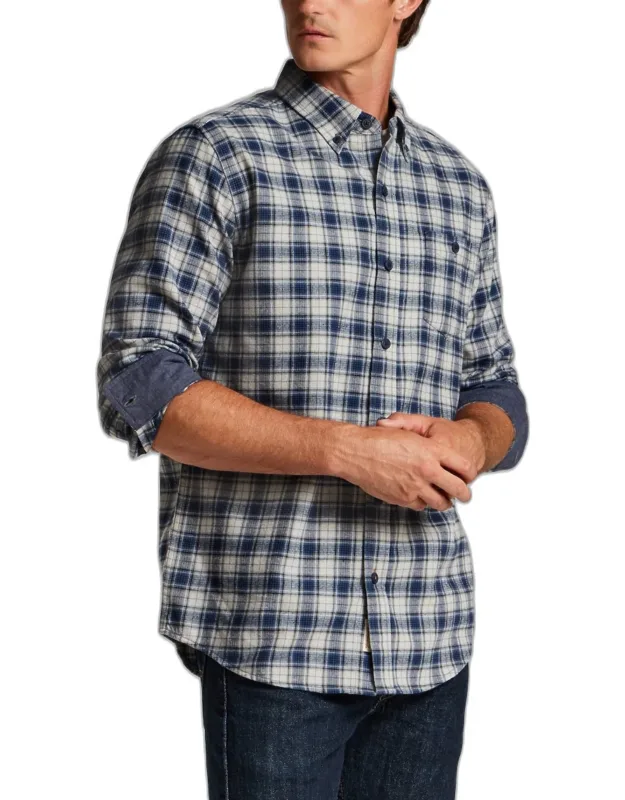 Weatherproof Vintage Traditional Fit Plaid Brushed Flannel Button Up Shirt