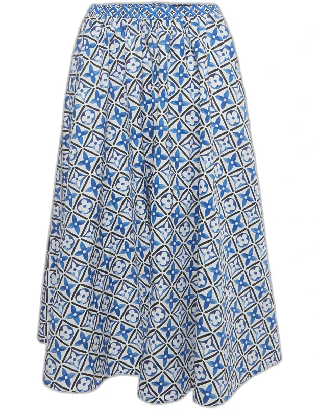 Multicolor Monogram Printed Cotton Flared Skirt