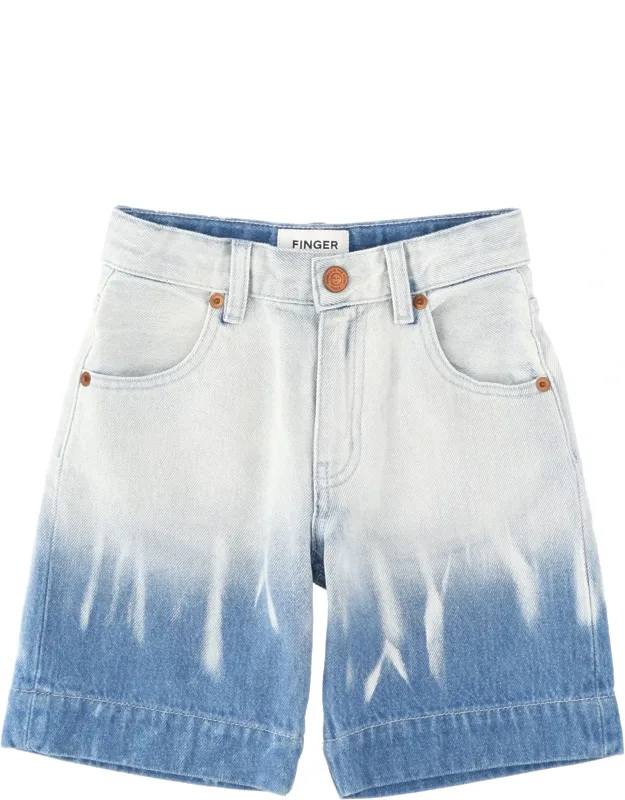 Sally Bleached Blue Dip Dye Bermuda Shorts