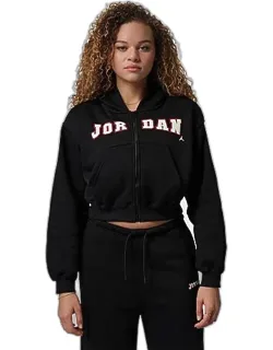 Brooklyn Varsity Cropped Full-zip Hoodie