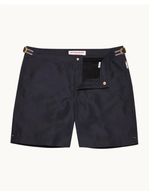 Mid-length Tape Stripe Linen Blend Swim Shorts