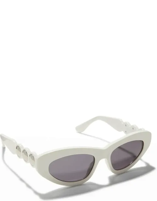 Scallop Stud Metal & Acetate Cat-eye Sunglass