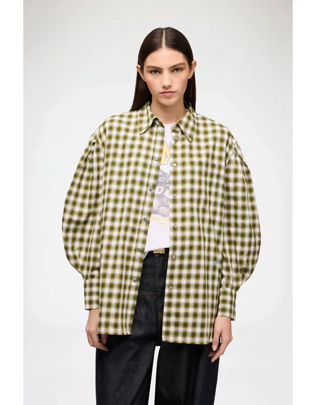 Moss Shirt In Light Check Flannel