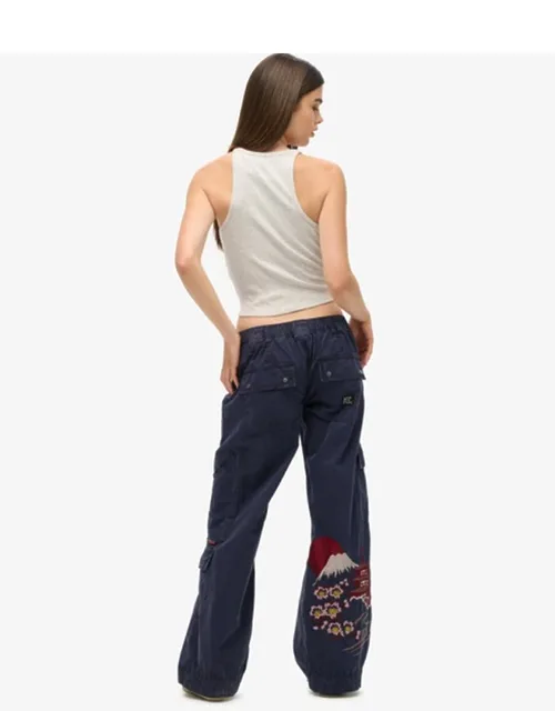 Low Rise Embroidered Cargo Pants