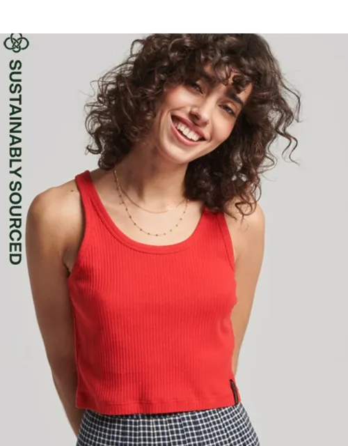 Organic Cotton Vintage Ribbed Crop Vest Top