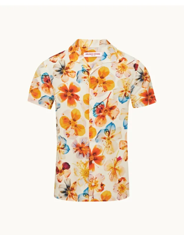Classic Fit Pressed Flower Print Capri Collar Shirt