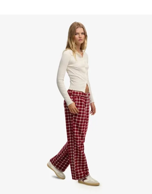 Cotton Check Elastic Trousers