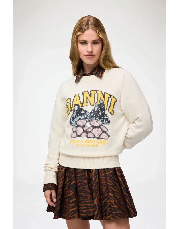 White Jumper With Mushroom Teddy