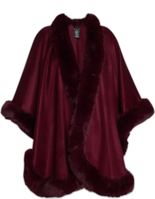 Cape With Faux Fur Trim