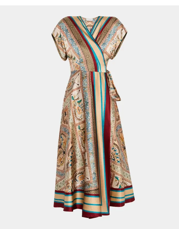 Floral-print Silk Midi Wrap Dress