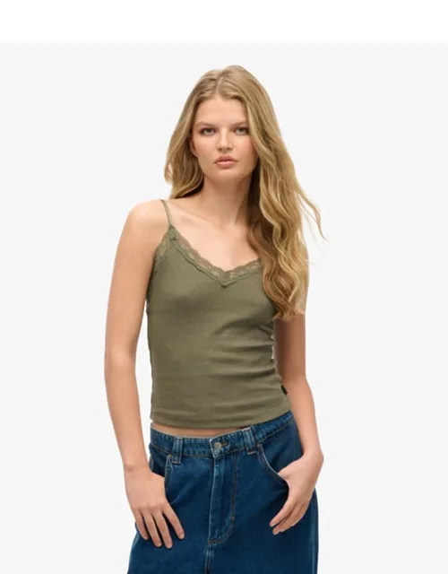 Organic Cotton Essential Rib Lace Cami Top